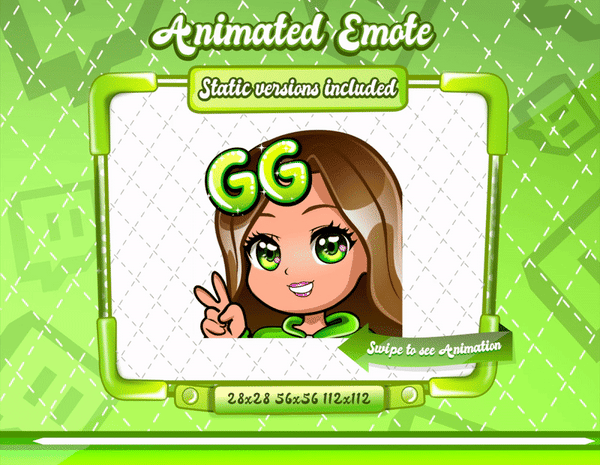 Animated chibi glam green GG emote