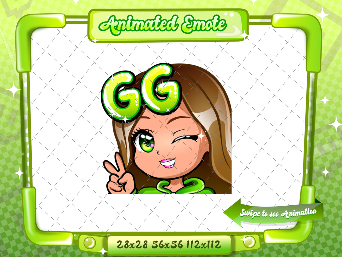 Animated chibi glam green GG emote