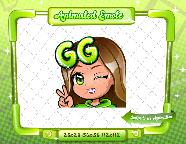 Animated chibi glam green GG emote