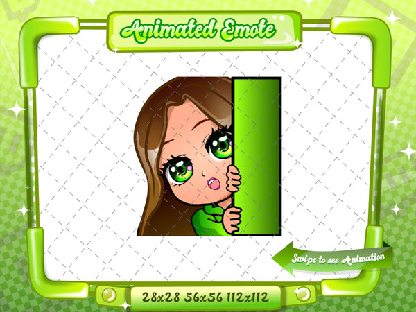 Animated Brown haired green chibi emotes V1