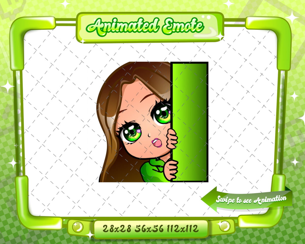 Animated Brown haired green chibi emotes V1