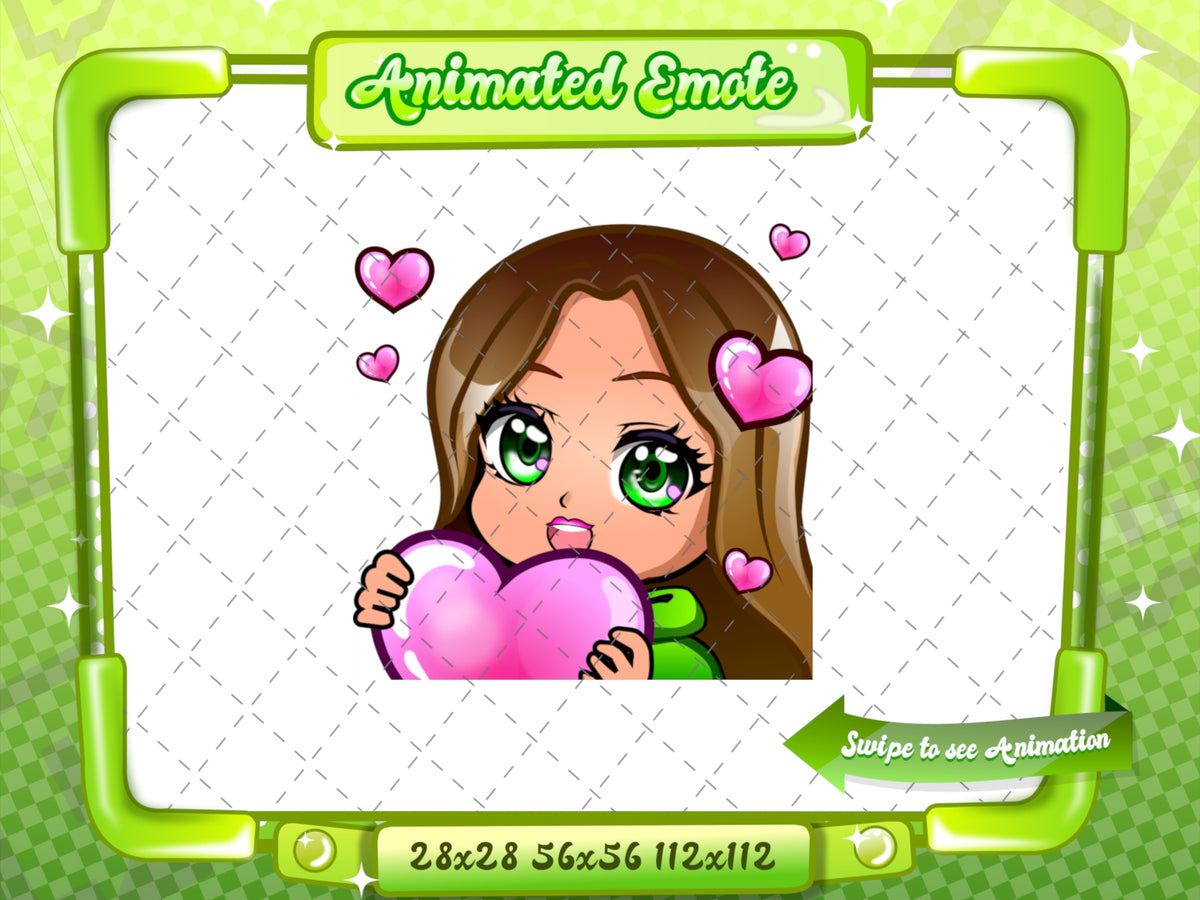 Animated chibi glam green Love emote