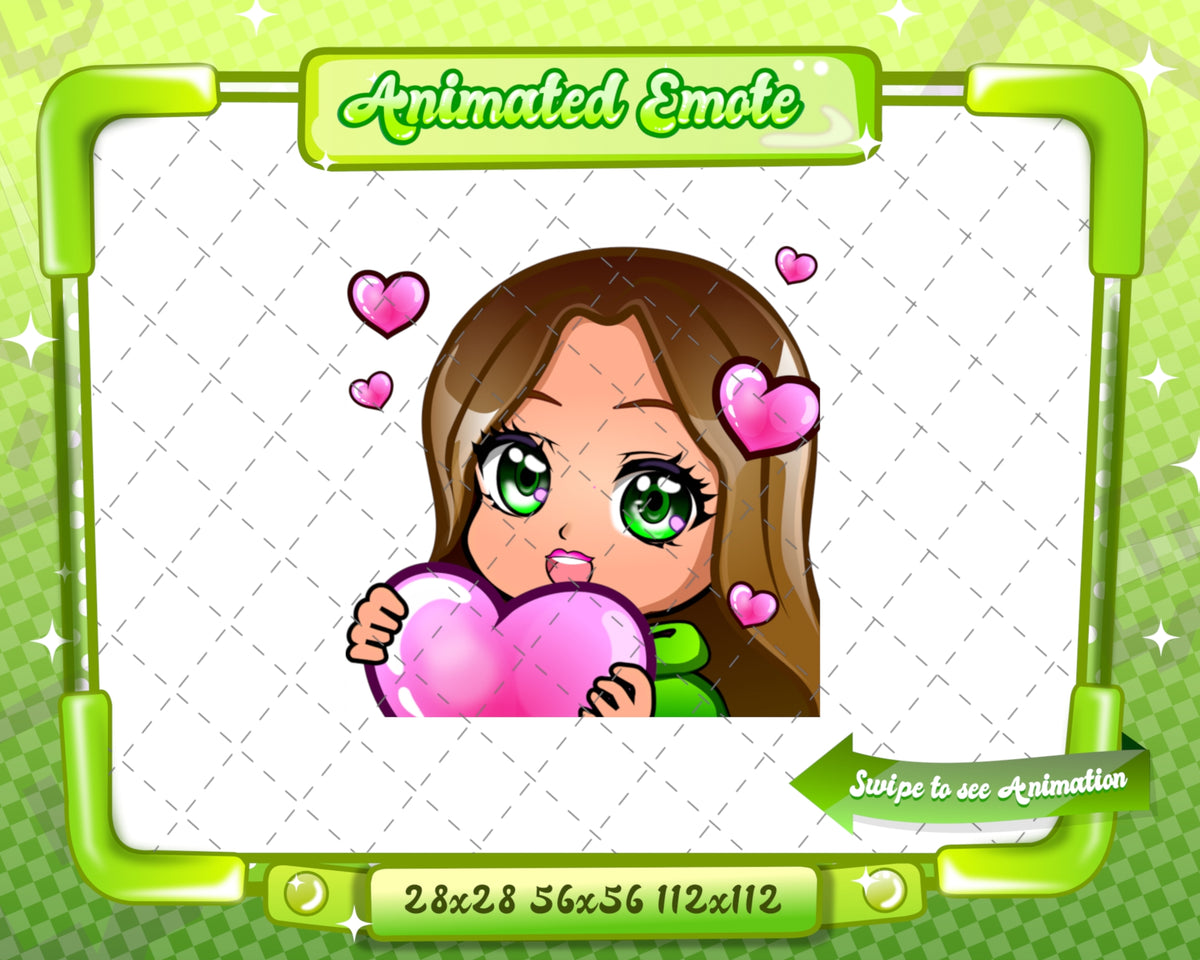 Animated chibi glam green Love emote