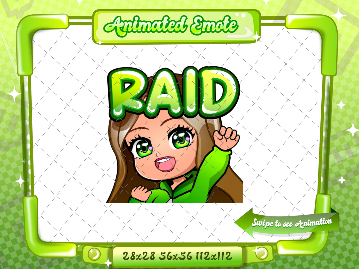 Animated chibi glam green Raid emote