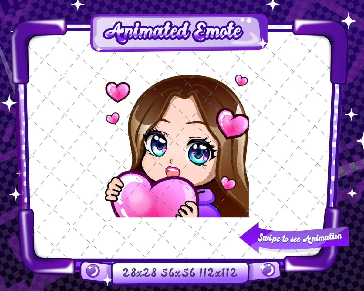 Animated Brown haired purple chibi emotes V1