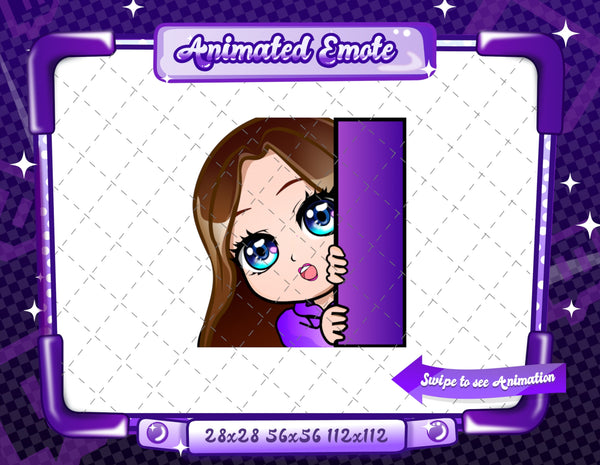 Animated Brown haired purple chibi emotes V1