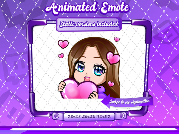 Animated chibi glam purple Love emote