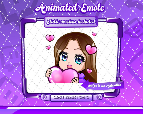 Animated chibi glam purple Love emote