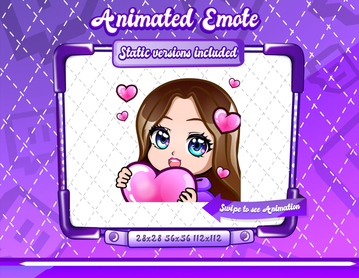 Animated Brown haired purple chibi emotes V1