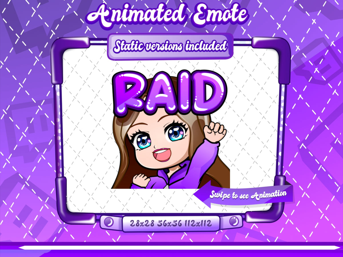 Animated chibi glam purple raid emote