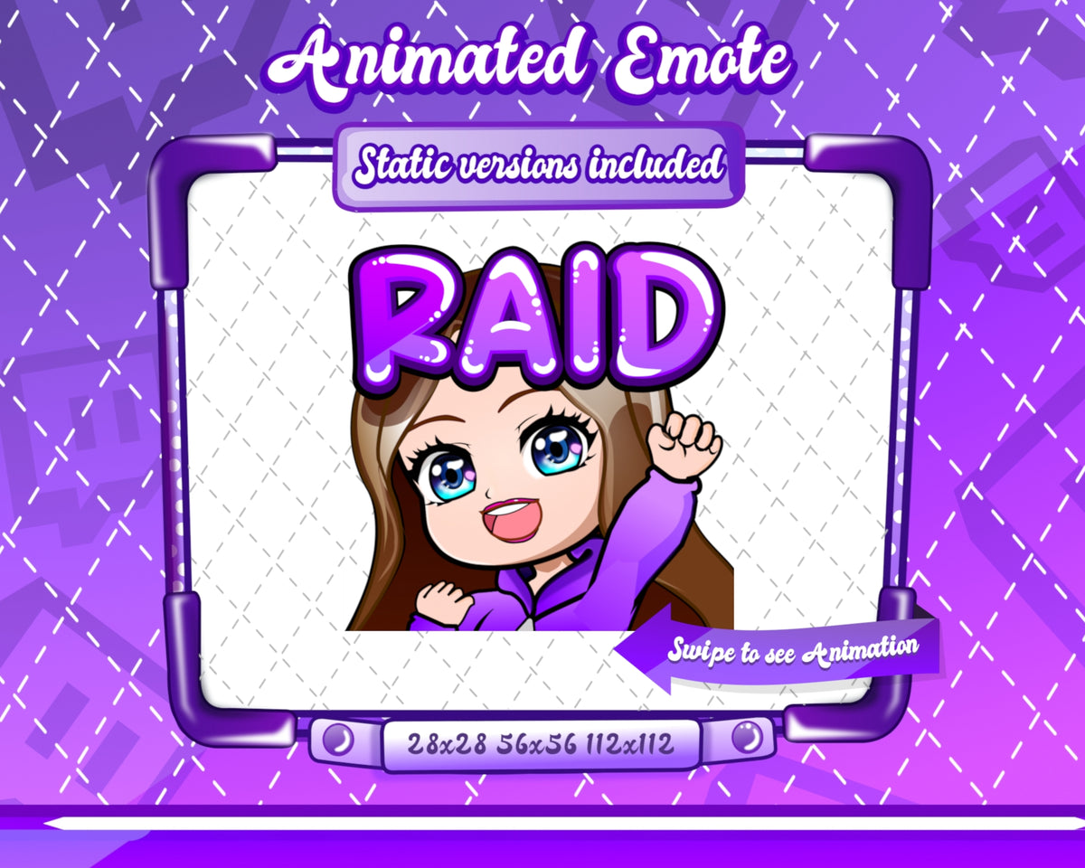 Animated chibi glam purple raid emote