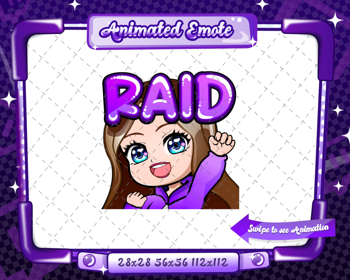 Animated chibi glam purple raid emote