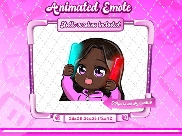 Animated black girl chibi emotes V2