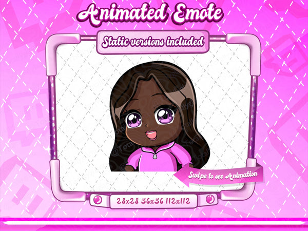 Animated black girl chibi emotes V2