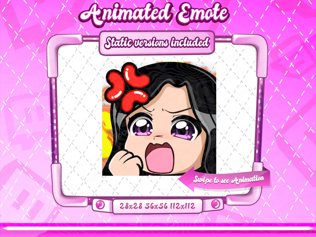 Animated black hair chibi emotes V2