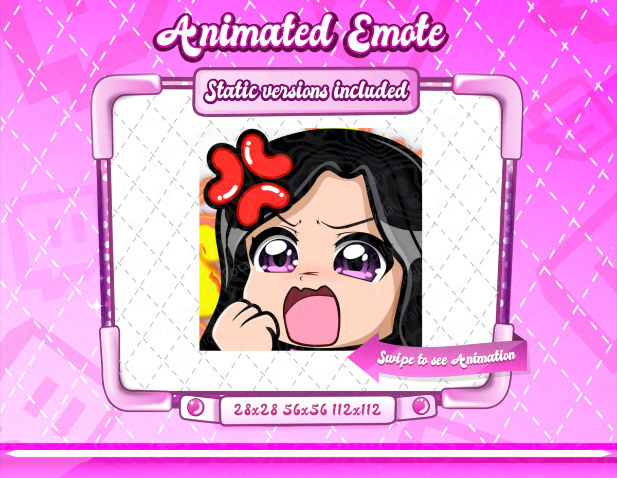 Animated black hair chibi emotes V2