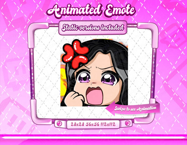 Animated black hair chibi emotes V2