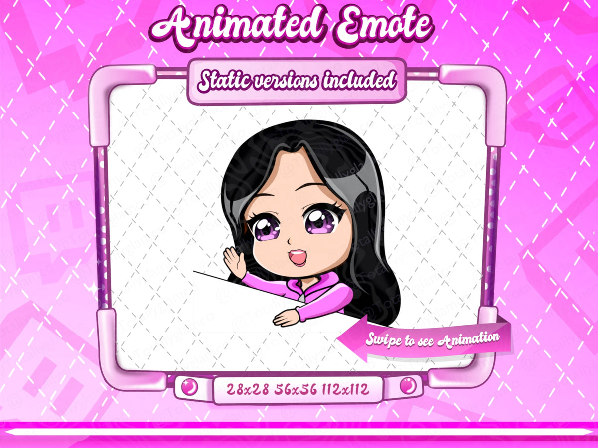 Animated black hair chibi emotes V2