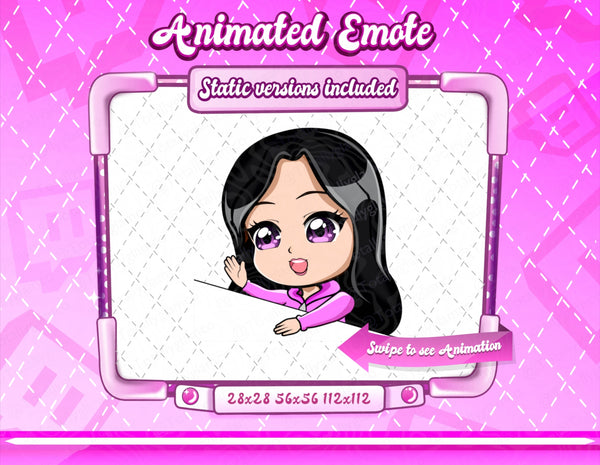 Animated black hair chibi emotes V2
