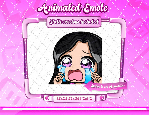 Animated black hair chibi emotes V2