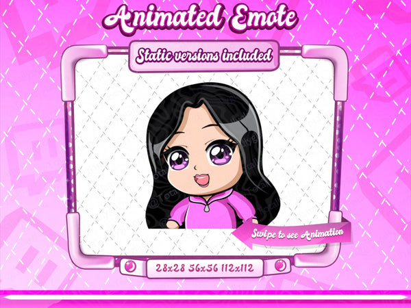 Animated black hair chibi emotes V2