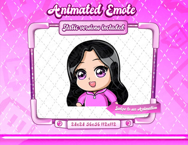 Animated black hair chibi emotes V2