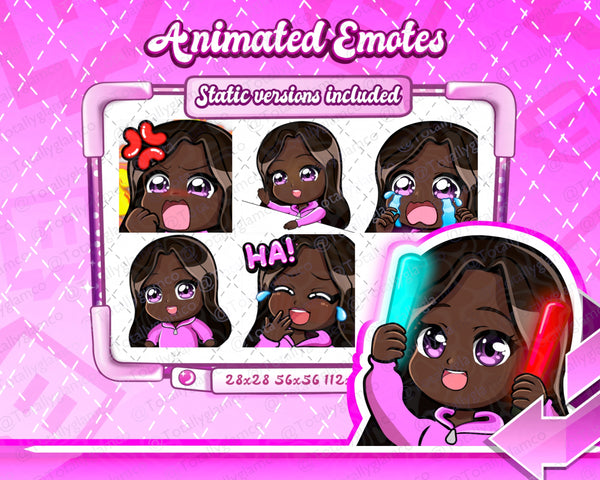 Animated black girl chibi emotes V2
