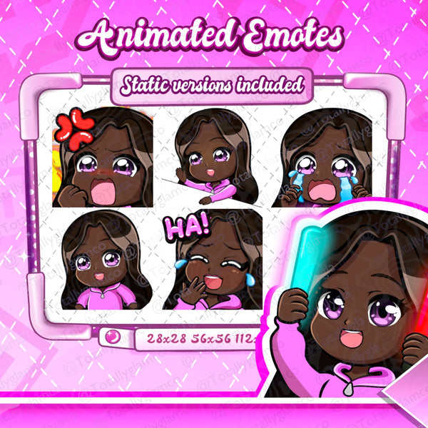 Animated black girl chibi emotes V2