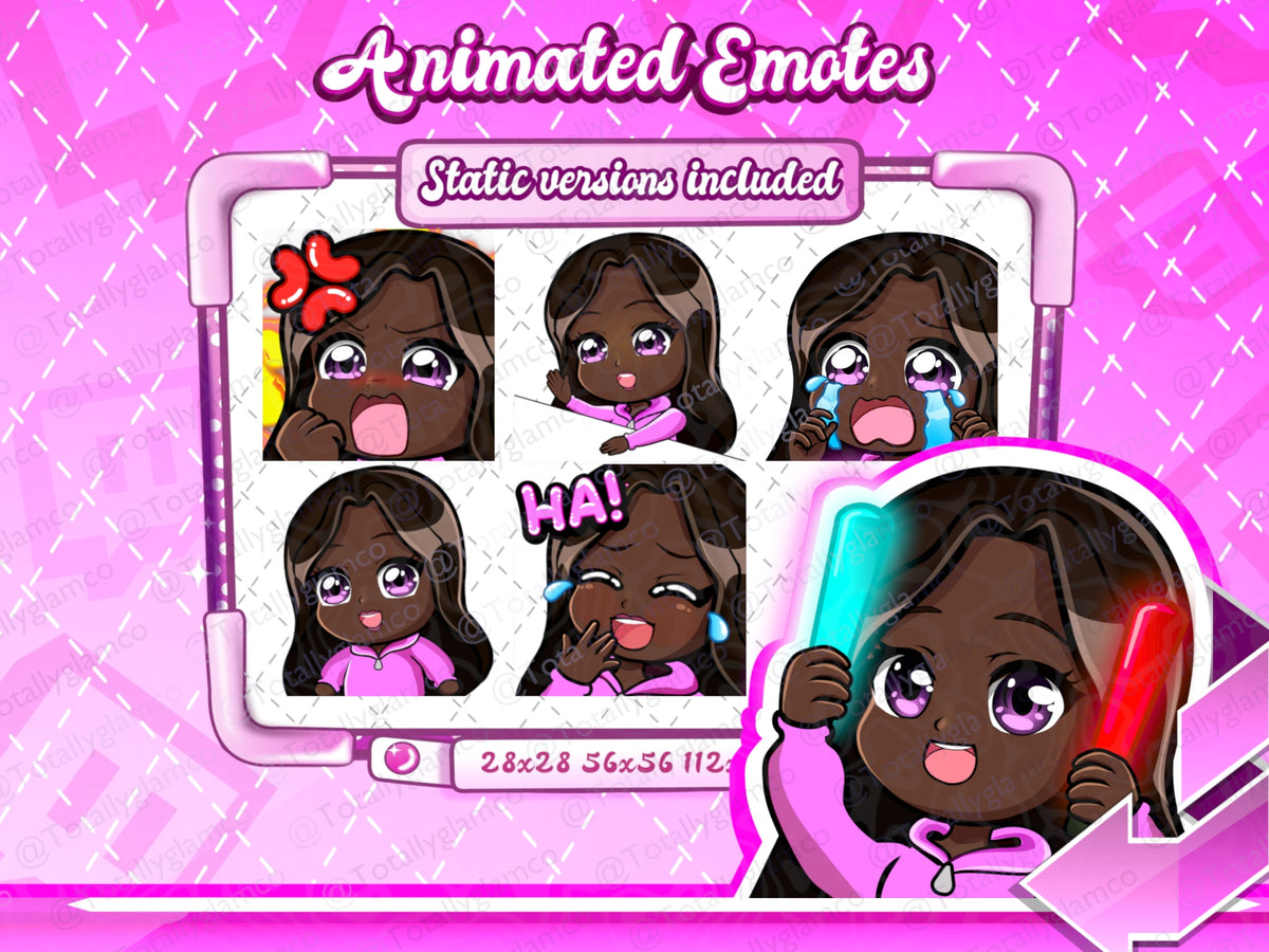 Animated black girl chibi emotes V2