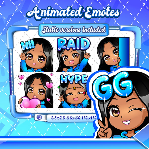 Animated latina girl chibi emotes V1