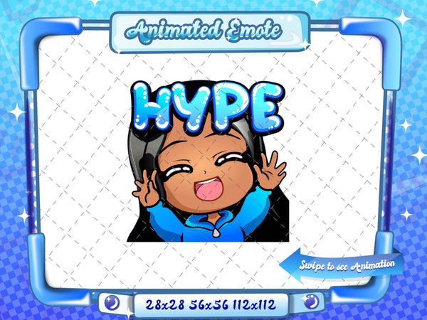 Animated Latina chibi Hype emote