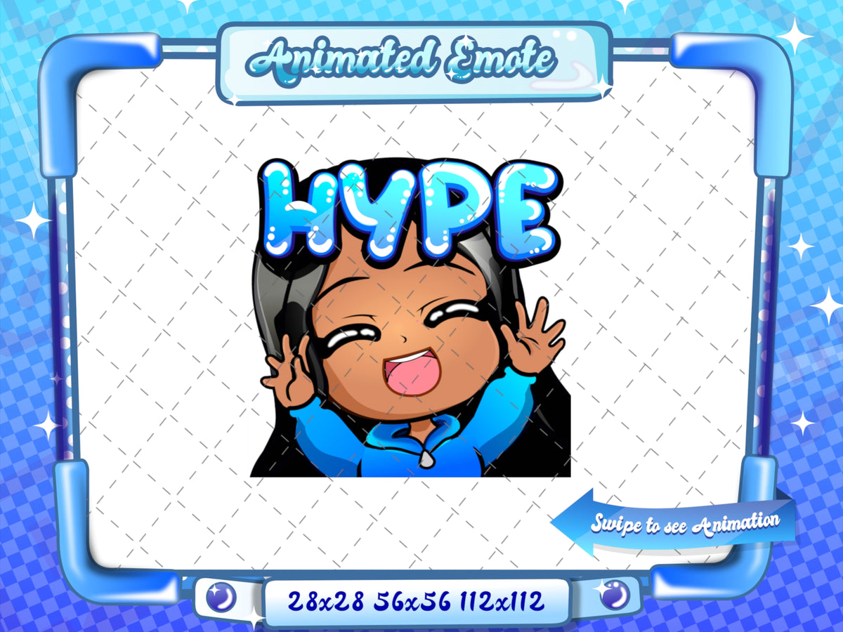 Animated Latina chibi Hype emote