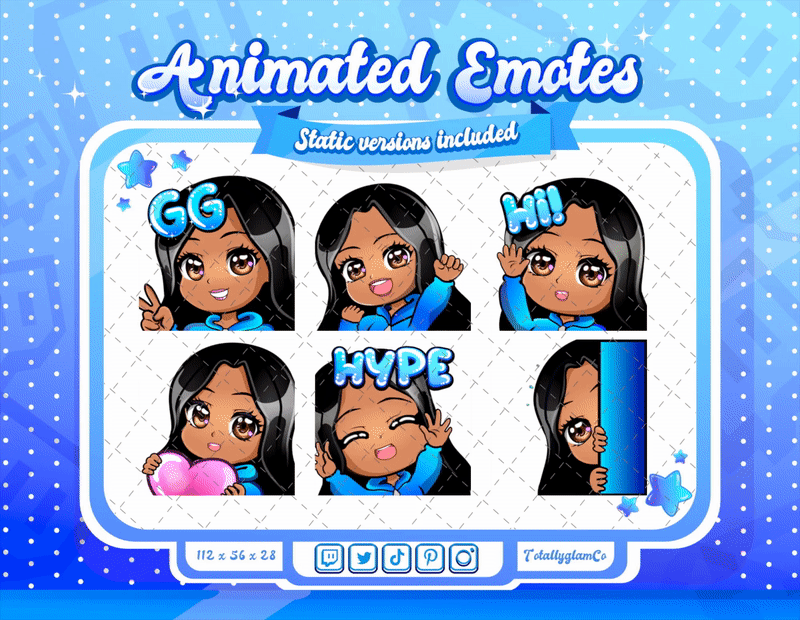 Animated latina girl chibi emotes V1