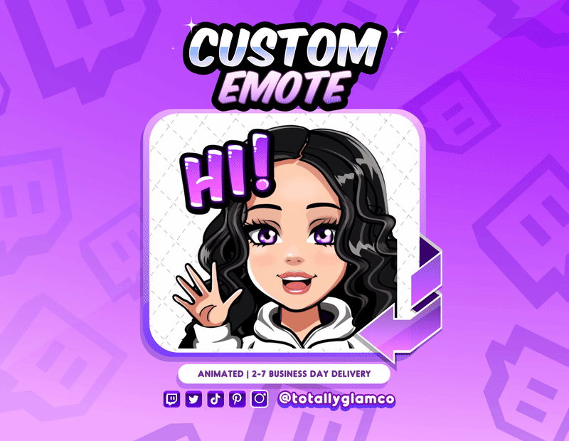 Animated HI YCH Custom Cartoon Girl Emote
