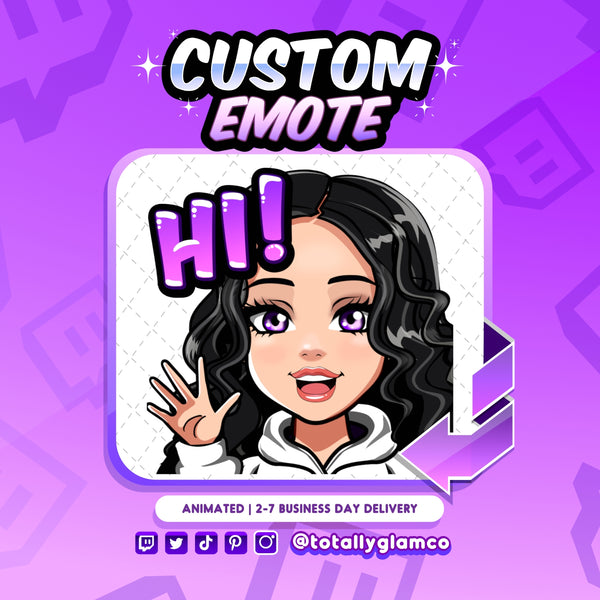 Animated HI YCH Custom Cartoon Girl Emote