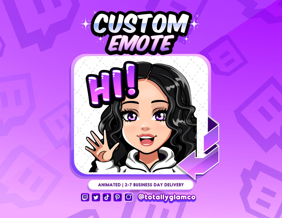 Animated HI YCH Custom Cartoon Girl Emote