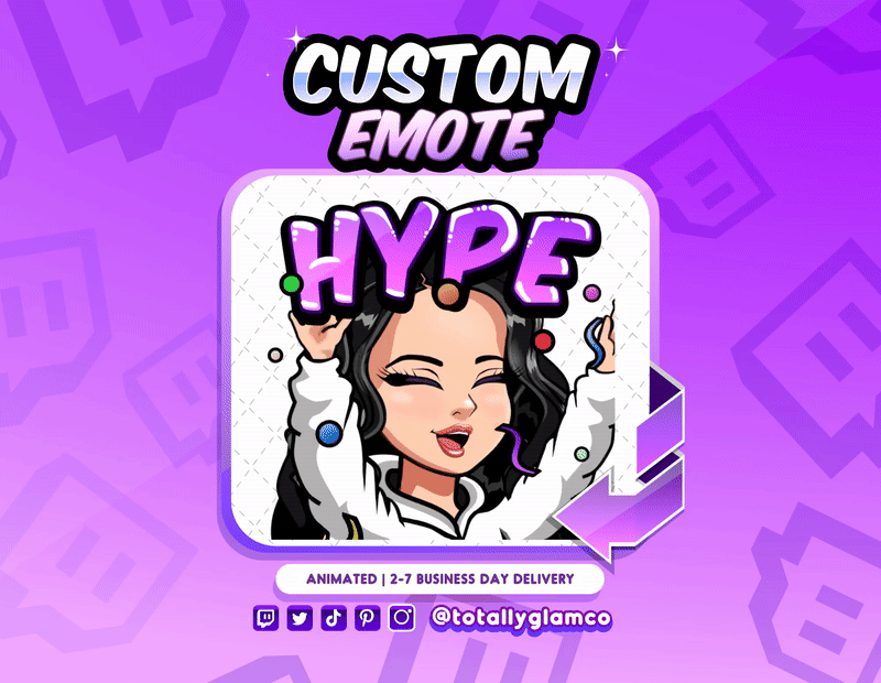Animated Hype YCH Custom Cartoon Girl Emote