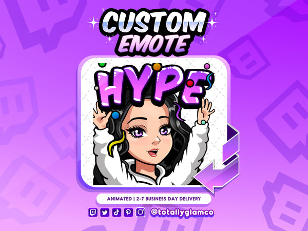 Animated Hype YCH Custom Cartoon Girl Emote