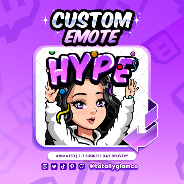 Animated Hype YCH Custom Cartoon Girl Emote