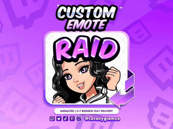 Animated Raid YCH Custom Cartoon Girl Emote
