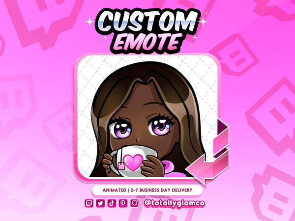 Animated Tea Sip YCH Custom Chibi Emote