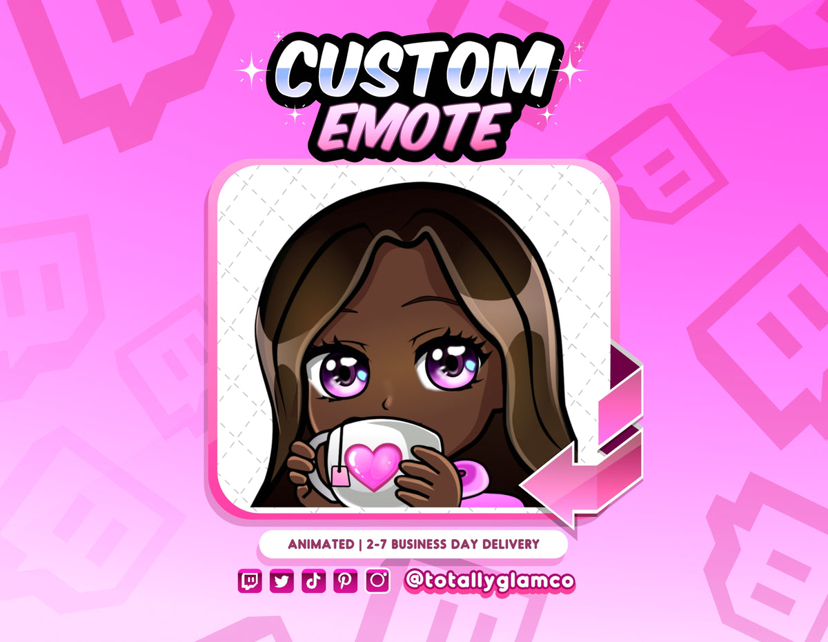 Animated Tea Sip YCH Custom Chibi Emote