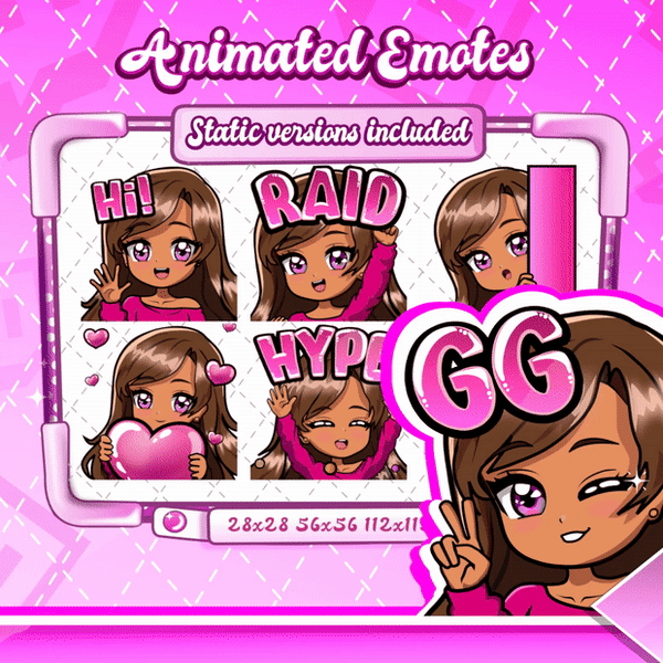 Animated Y2K Chibi Glam emotes V1