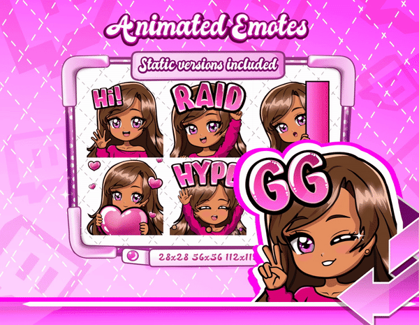Animated Y2K Chibi Glam emotes V1
