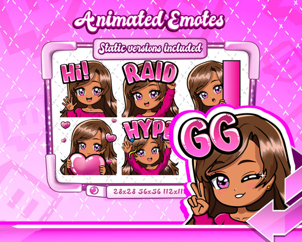 Animated Y2K Chibi Glam emotes V1