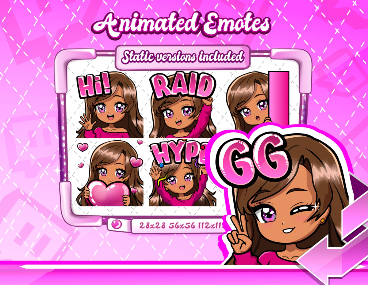 Animated Y2K Chibi Glam emotes V1